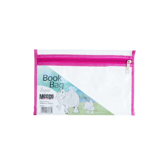 Picture of Meeco A5 PVC Book Bag with Zip Closure Pink (265mm