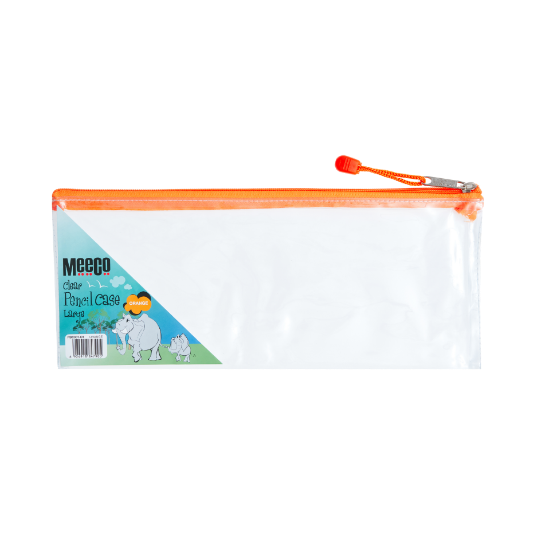 Picture of Meeco PVC Clear Pencil Bag Large Orange Zip 340mm