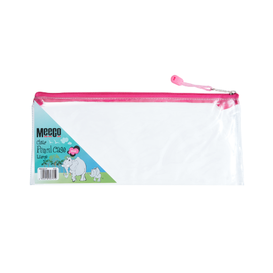 Picture of Meeco PVC Clear Pencil Bag Large Pink Zip 340mm x