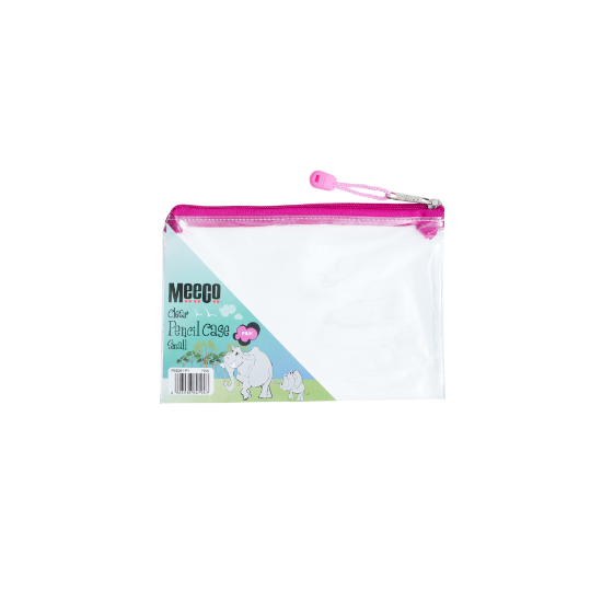 Picture of Meeco PVC Clear Pencil Bag Small Pink Zip 210mm x
