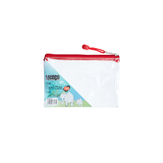 Picture of Meeco PVC Clear Pencil Bag Small Red Zip 210mm x 1
