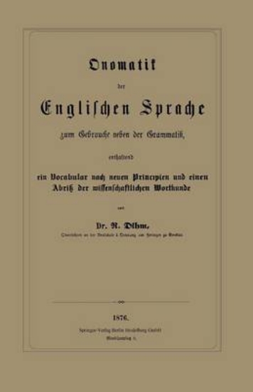 Picture of Onomatik Der Englischen Sprache Zum Gebrauche Nebe