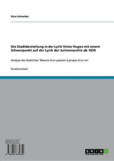 Picture of Die Stadtdarstellung in Der Lyrik Victor Hugos Mit