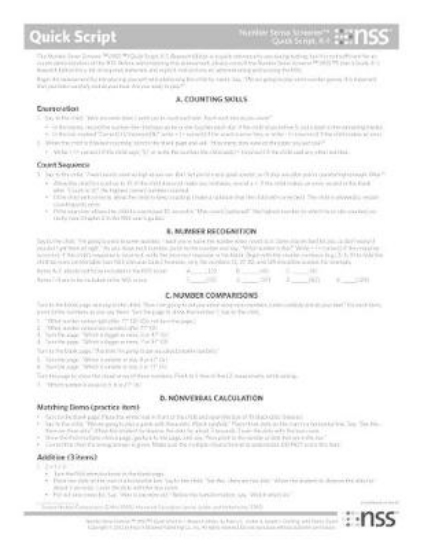 Picture of Number Sense Screener (TM) (NSS (TM)) K-1