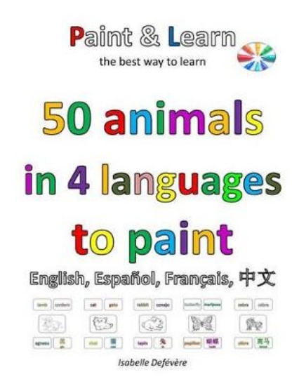 Picture of 50 animals in 4 languages to paint
