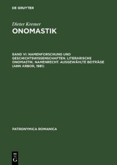 Picture of Onomastik, Band VI, Namenforschung Und Geschichtsw
