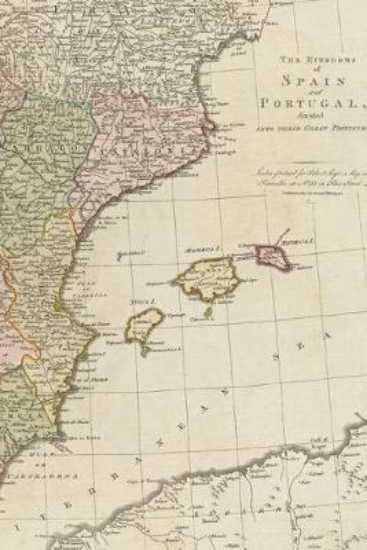 Picture of 1772 map of the kingdoms of Spain and Portugal, di