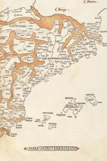 Picture of 1482 Engraved Map of Spain and Portugal - A Poetos