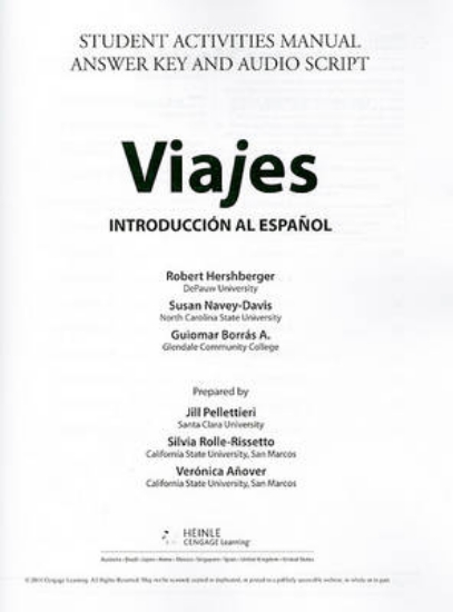 Picture of Viajes Student Activities Manual Answer Key and Au