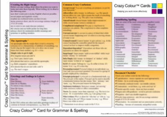 Picture of Crazy Colour Quick Reference Card for Grammar &amp