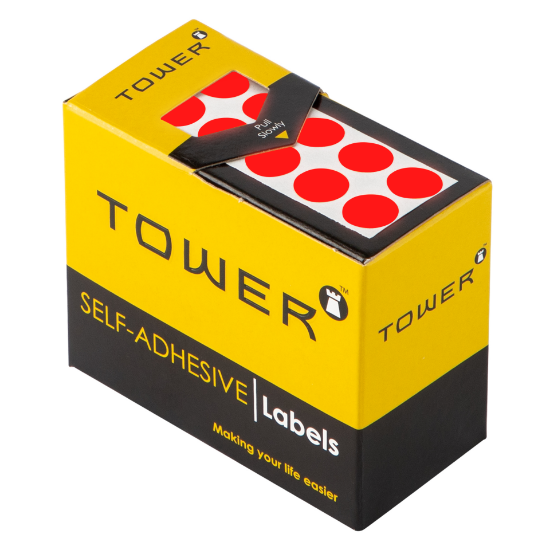 Picture of Tower Colour Code Labels Roll C10 Flu Red