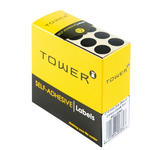 Picture of Tower Colour Code Labels Roll C13 Black