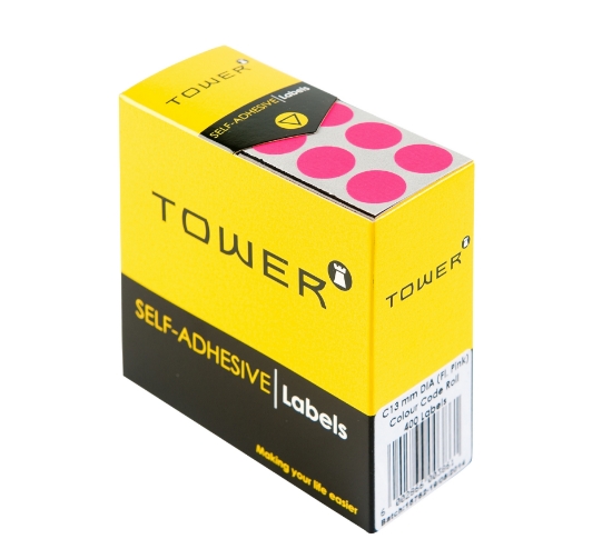 Picture of Tower Colour Code Labels Roll C13 Flu Pink
