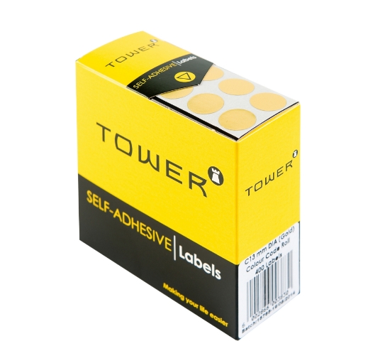 Picture of Tower Colour Code Labels Roll C13 Gold