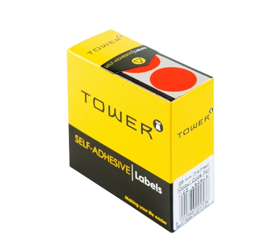 Picture of Tower Colour Code Labels Roll C25 Flu Red