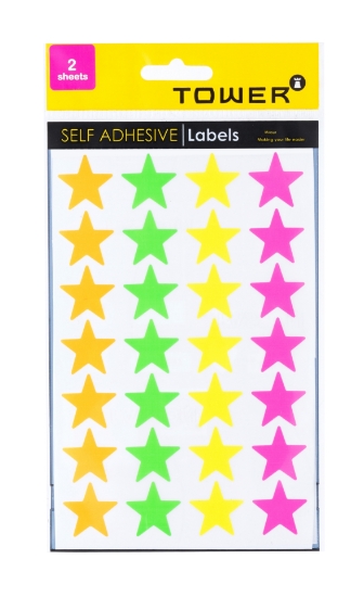 Picture of Stars Large 2 Sheets Mixed Fluorescent 56 Labels