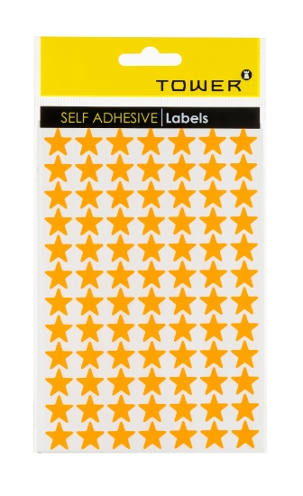 Picture of Stars 2 Sheets Flu Orange 168 Labels