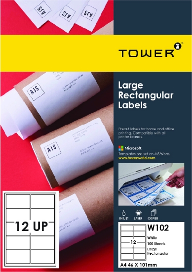 Picture of Tower A4 Inkjet-Laser Labels W102 100's