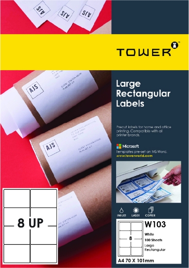 Picture of Tower A4 Inkjet-Laser Labels W103 100's