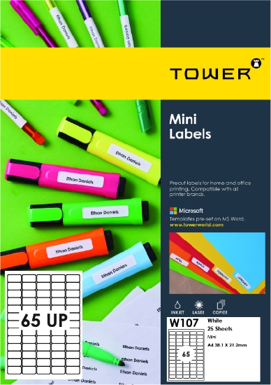 Picture of Tower A4 Inkjet-Laser Labels W107 Pkt-25