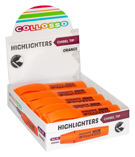 Picture of Collosso Highlighters Chisel Tip Orange Box-10